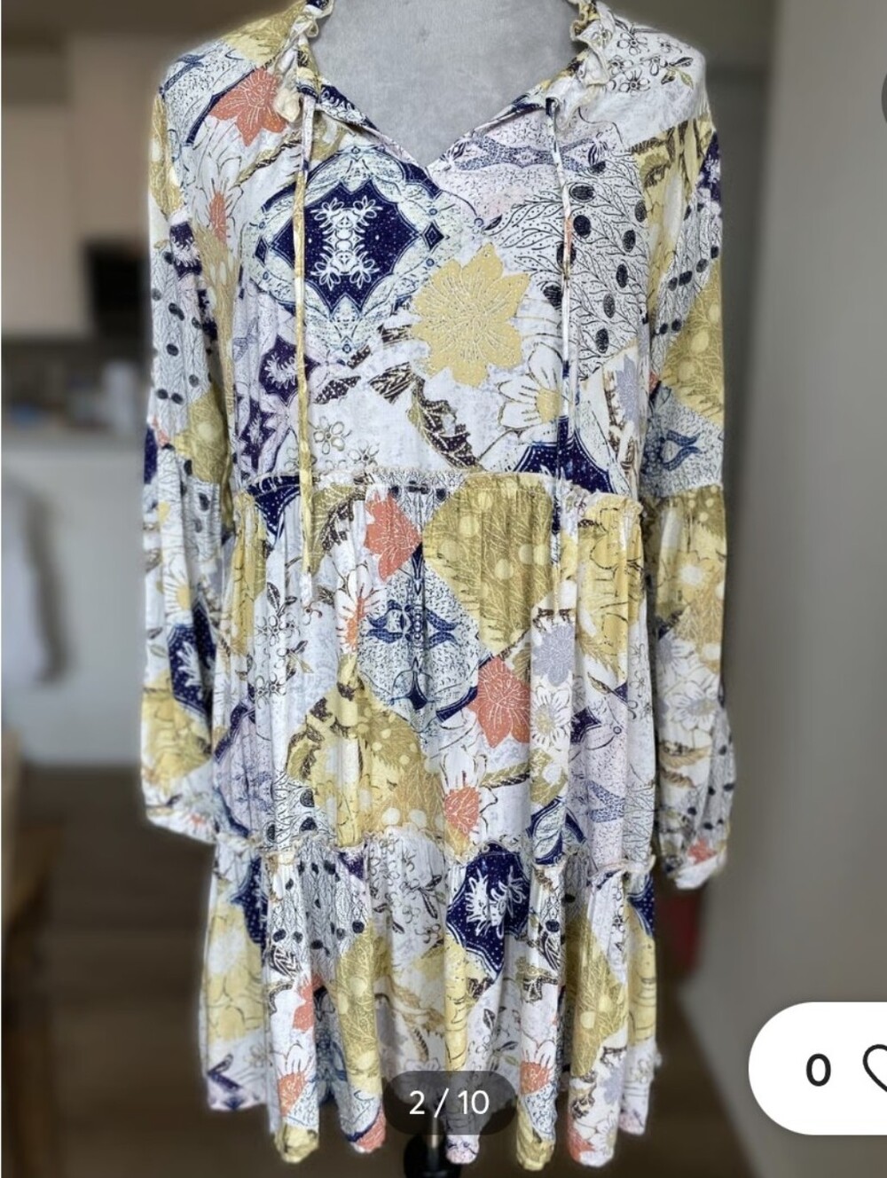 DEAR JOHN Y2K Lucy Tiered Dress in Patchwork Boho Dress Size Small
